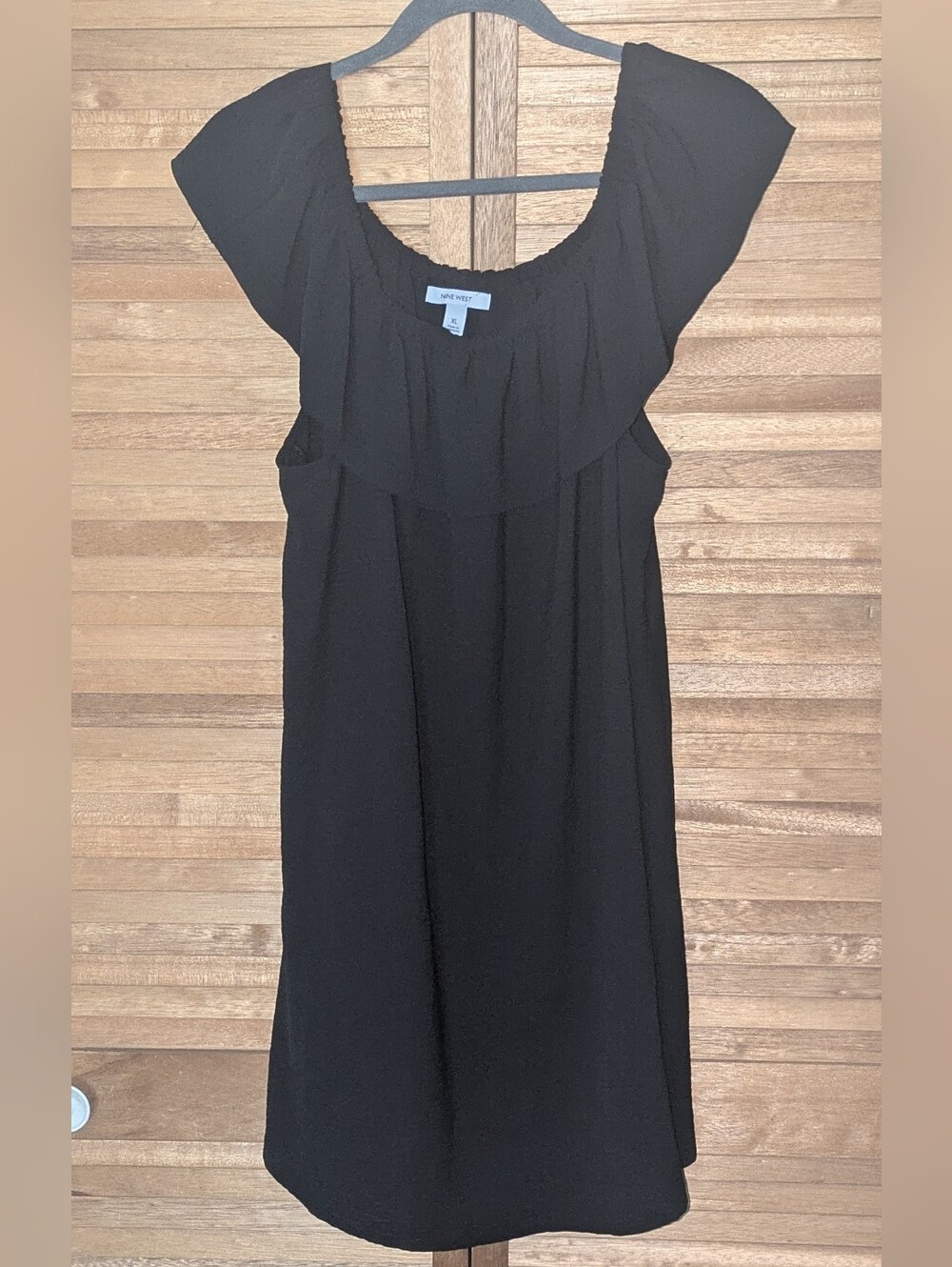 💥FINAL💥Nine West Black Ruffle-Trim Midi Dress - Picture 2 of 6